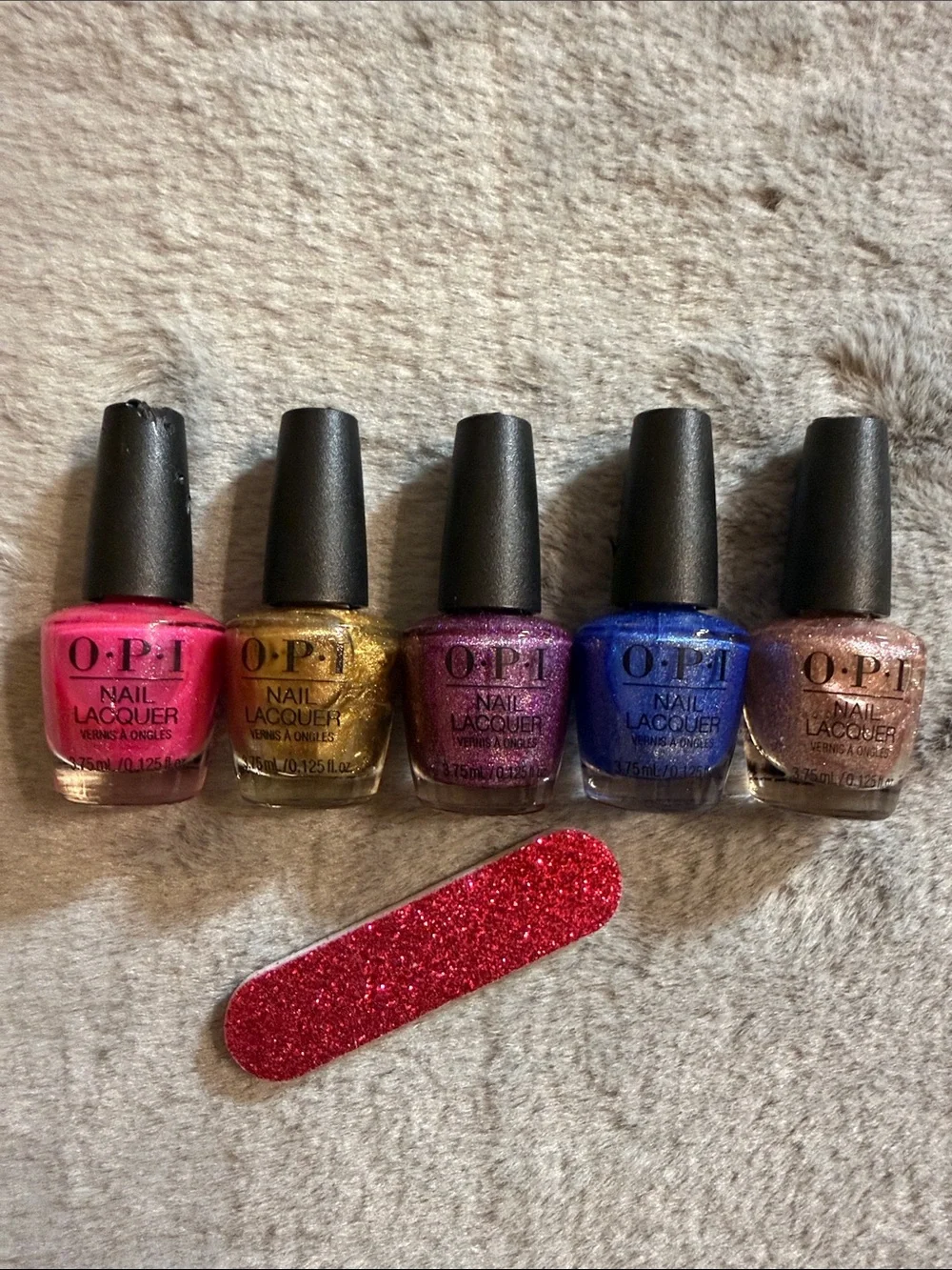 OPI Beauty Bundle Lot of 5 Mini Lacquers + Glitter Nail File